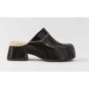 NEW Miista Addie Fur Lined Mules Black Leather US 6.5 EU 37 $425 [jb]